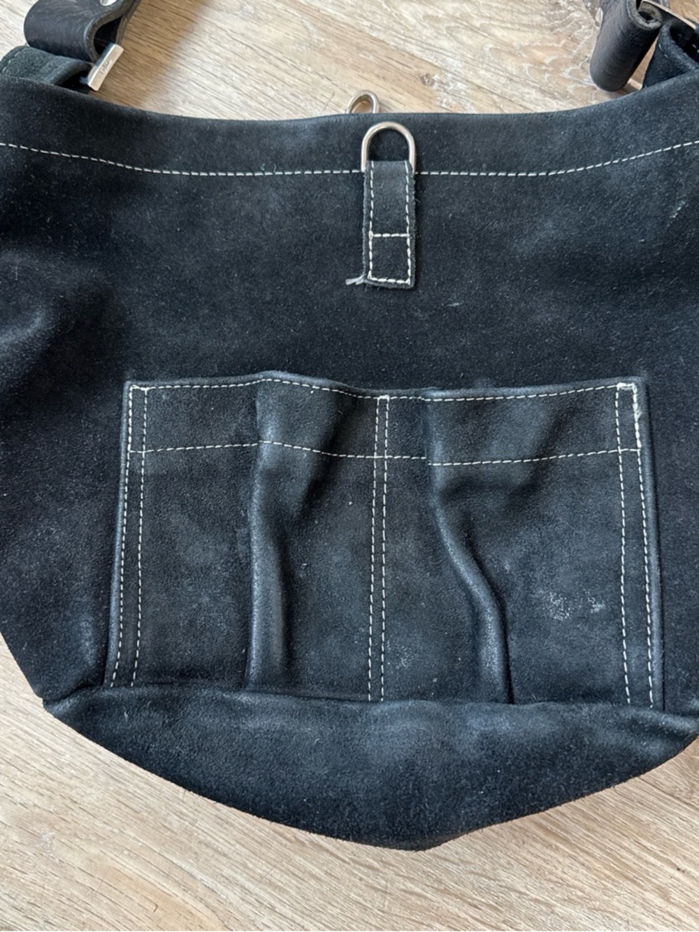 Vintage Tylie Malibu Black Suede Shoulder Bag with Studded Strap - Picture 4 of 8